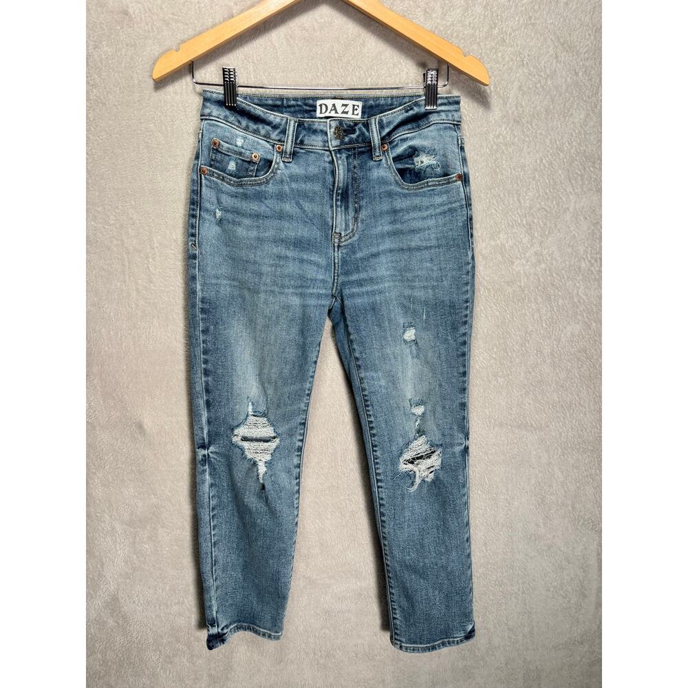 Daze Light Wash Distressed Skinny‎ Denim Jean Womens Size 26P